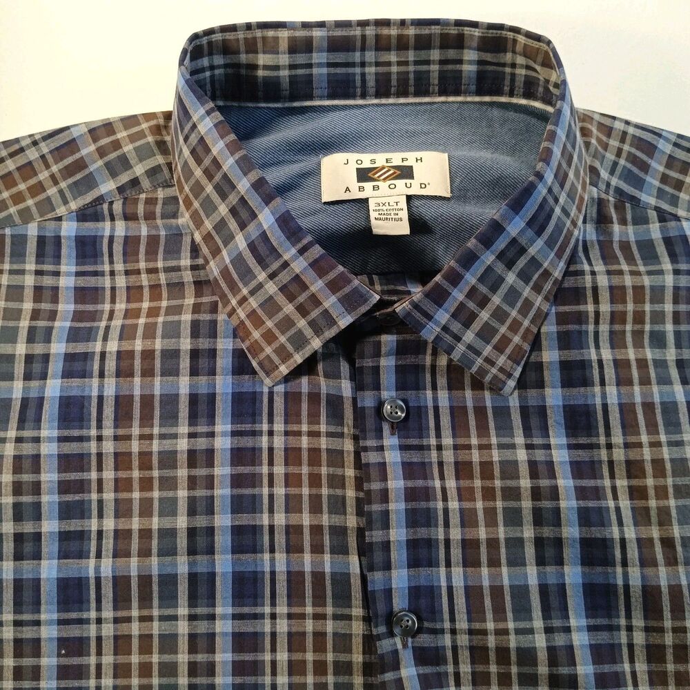 Joseph Abboud Shirt Blue Check Design Long Sleeve 3XLT